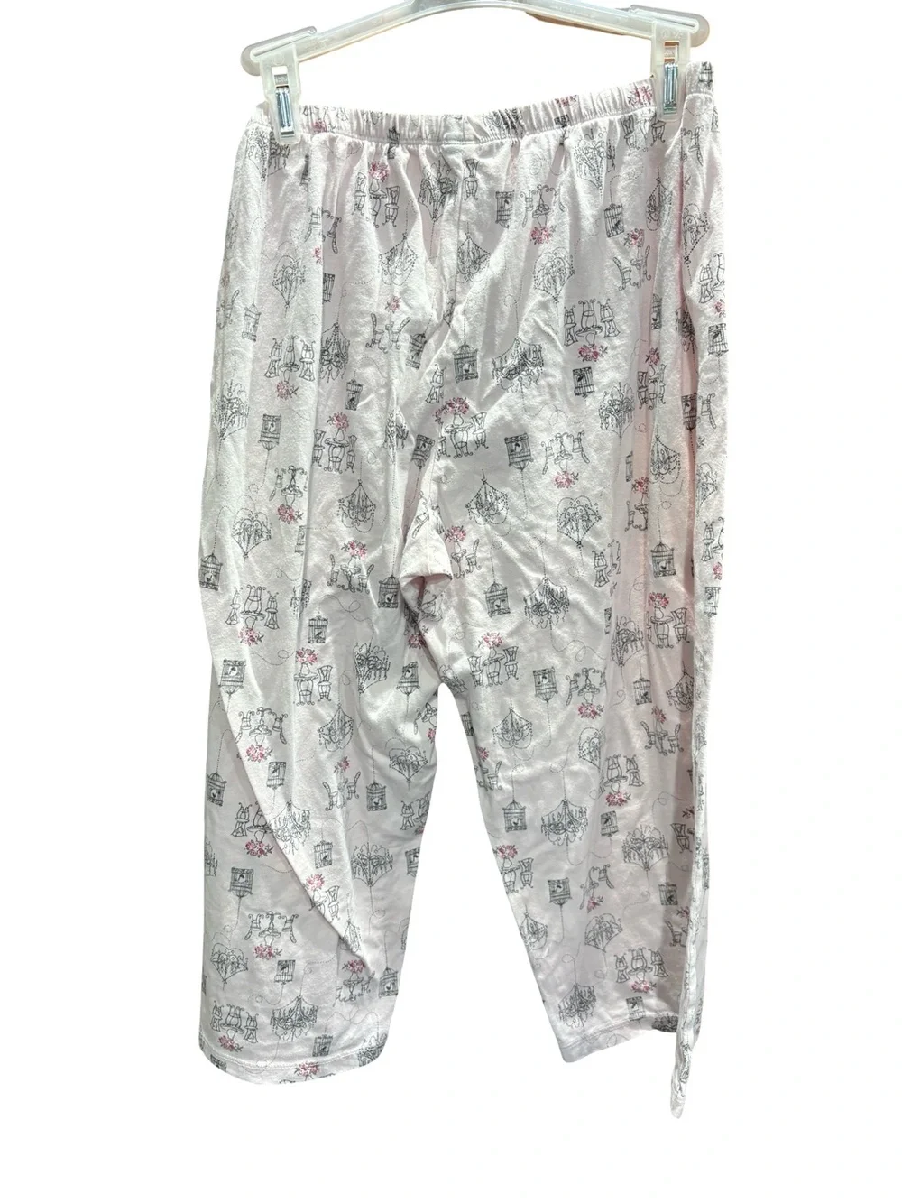 Laura Ashley Pink Printed Short-Sleeve Button Pajama Set with Black Trim
